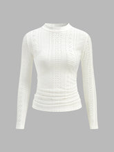 Semi-Sheer Stand Collar Side-Pleated Skinny Top